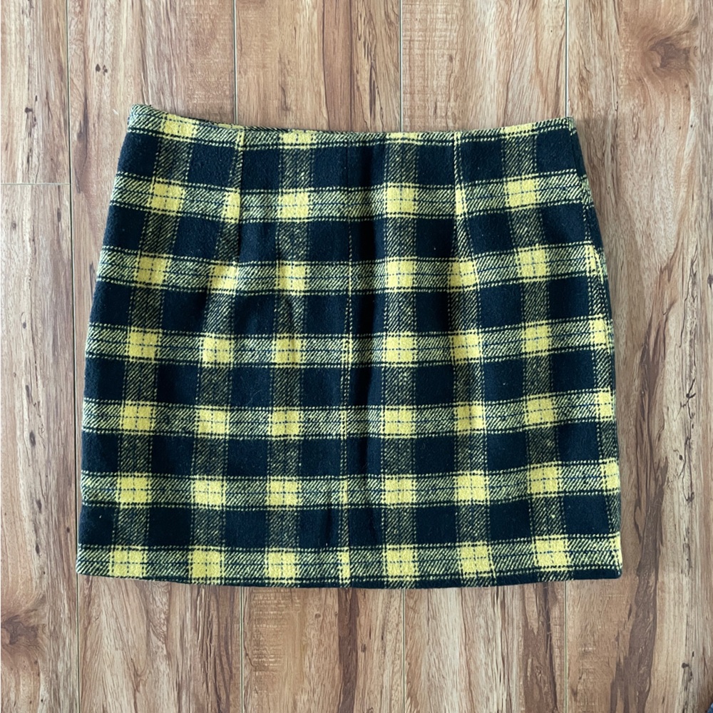 High Rise Plaid Mini Skirt M